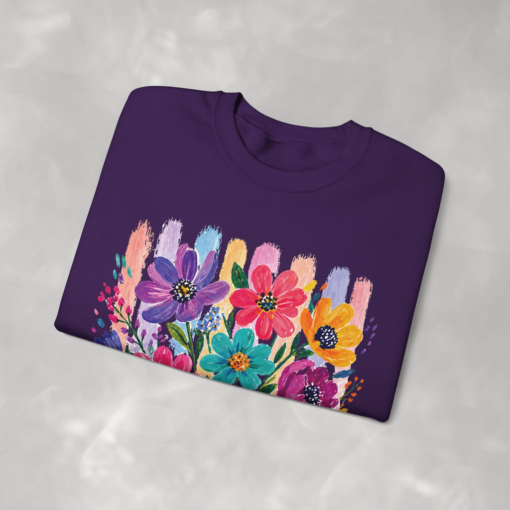 Boho Floral Striped Gildan Unisex Heavy Blend™ Crewneck Sweatshirt