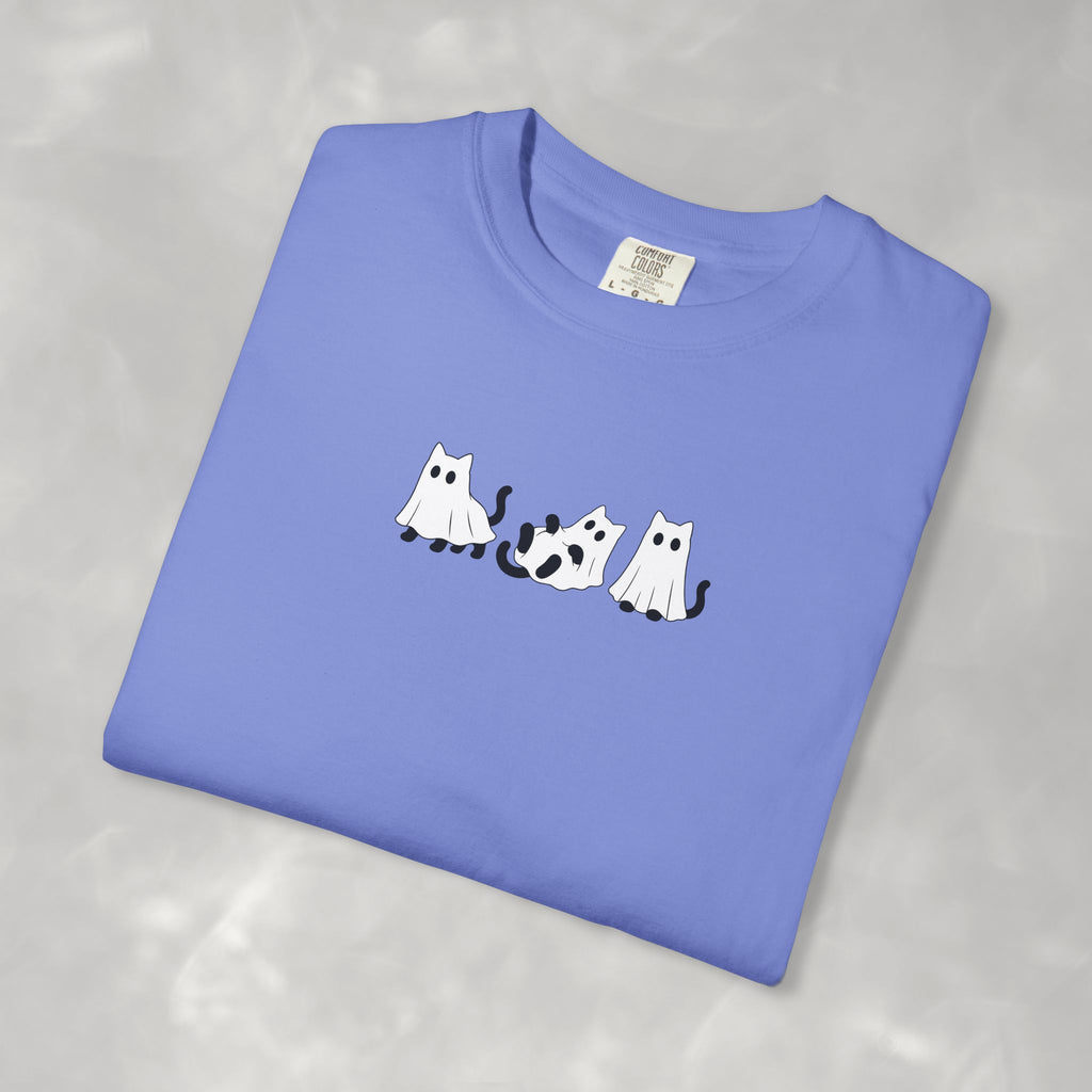 Cute Black Cat Ghosts, Haunted Kitties Halloween Comfort Colors Tee