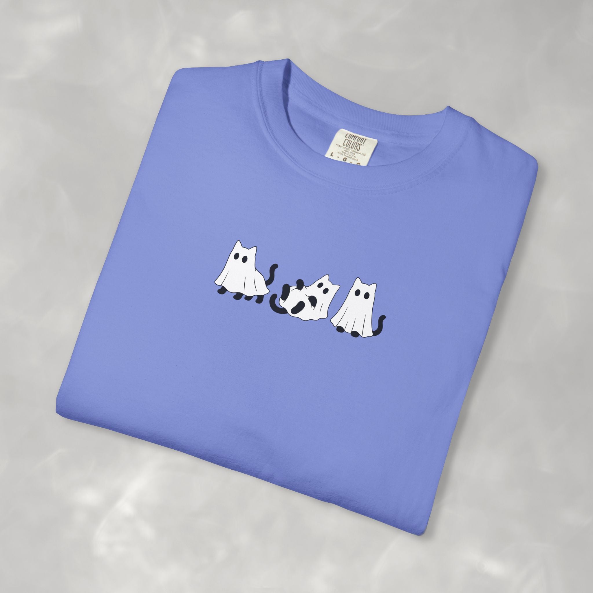 Cute Black Cat Ghosts, Haunted Kitties Halloween Comfort Colors Tee