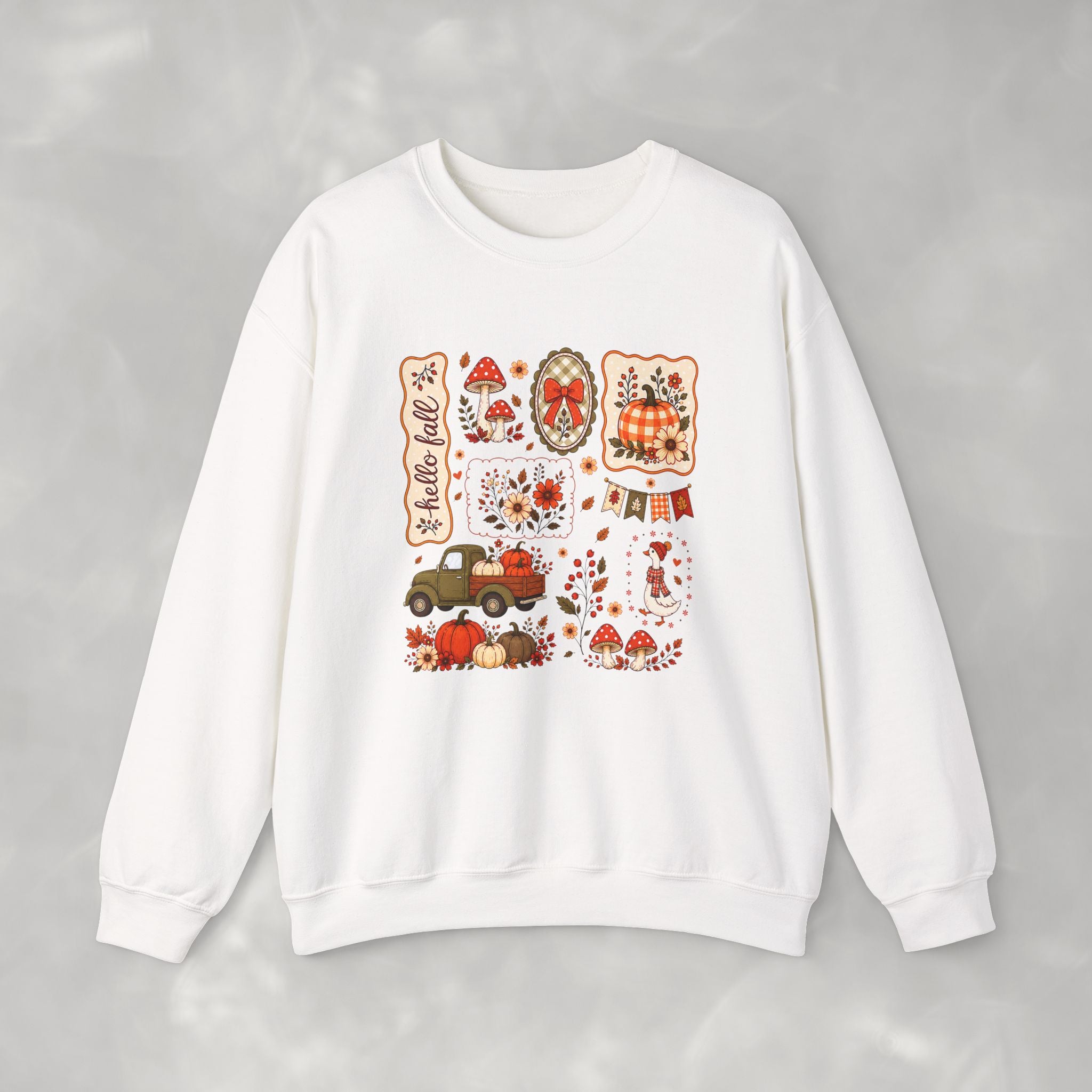 Hello Fall, Cute Autumn Collage, Gildan Unisex Heavy Blend™ Crewneck Sweatshirt
