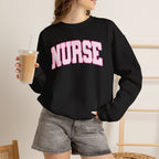 Pink Striped Varsity Nurse Gildan Unisex Heavy Blend™ Crewneck Sweatshirt for RN, LPN, GN, Student Nurse