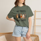 No Tricks Just Chicks, Funny Halloween Chickens in Costumes, Comfort Colors Tee