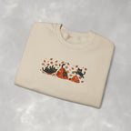 Cute Black Cats Playing in Autumn Leaves, Gildan Unisex Heavy Blend™ Crewneck Sweatshirt