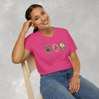 Cute Halloween Spooky Stamps with Cat, Jack-O-Lanter, Skeleton, Gildan Unisex Softstyle T-Shirt