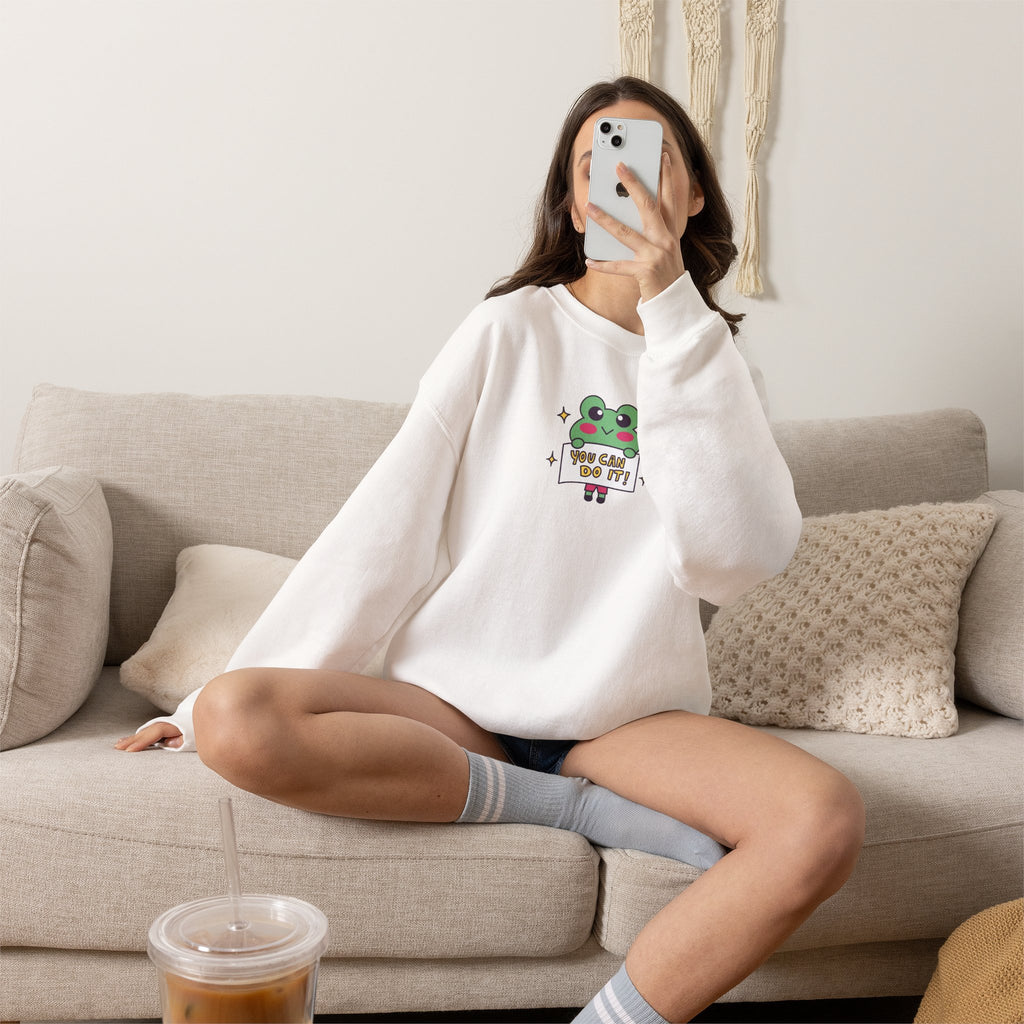 You Can Do It, Cute Motivational Frog Unisex Heavy Blend™ Crewneck Sweatshirt for OT, PT, Speech Therapist