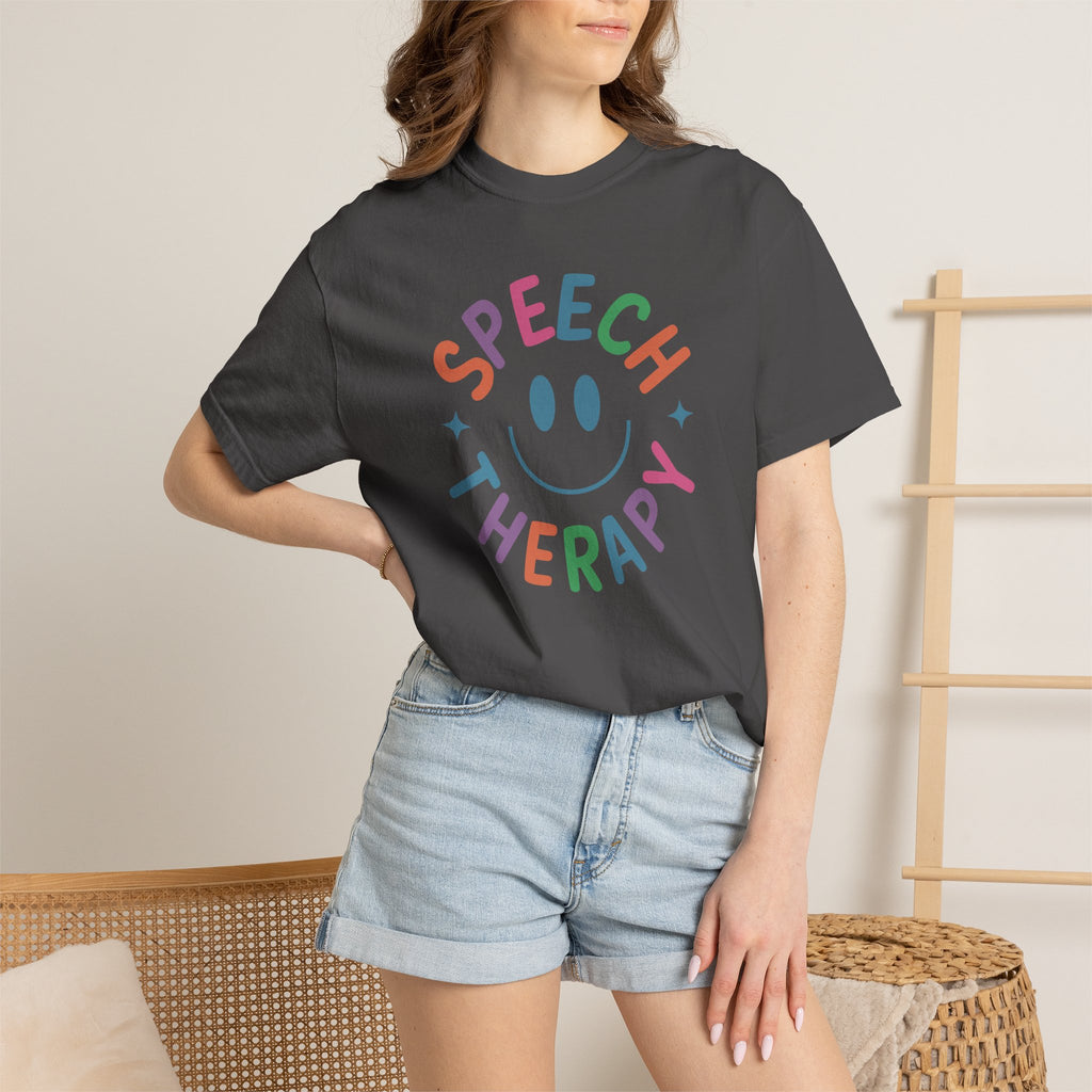 Speech Therapy, Cute Playful Smile, SLP, SLPA Comfort Colors Tee