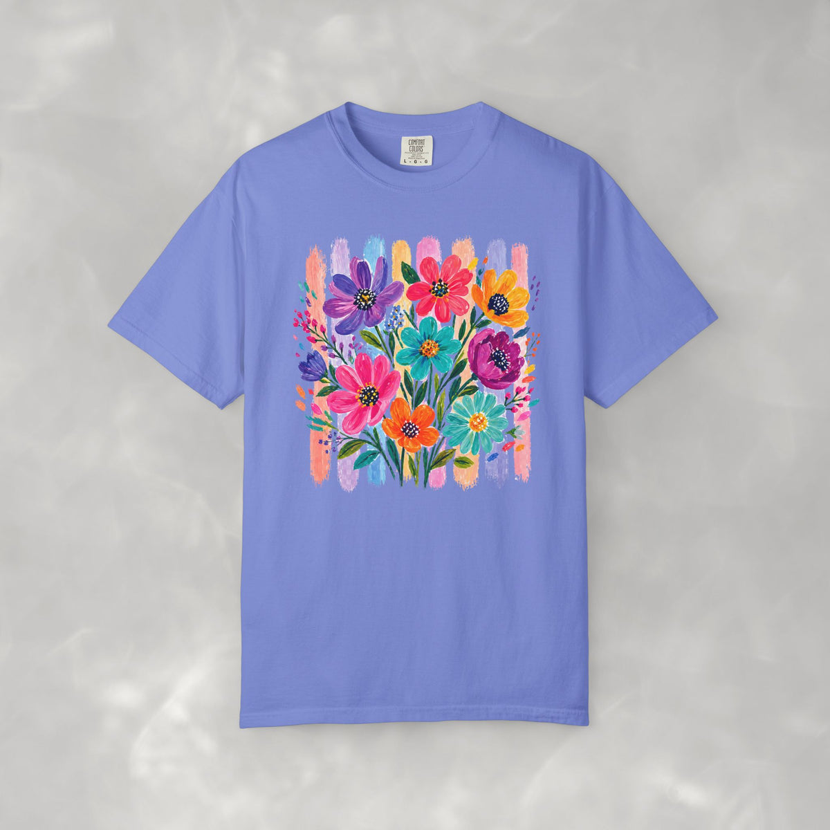 Boho Floral Stripes Comfort Colors Tee