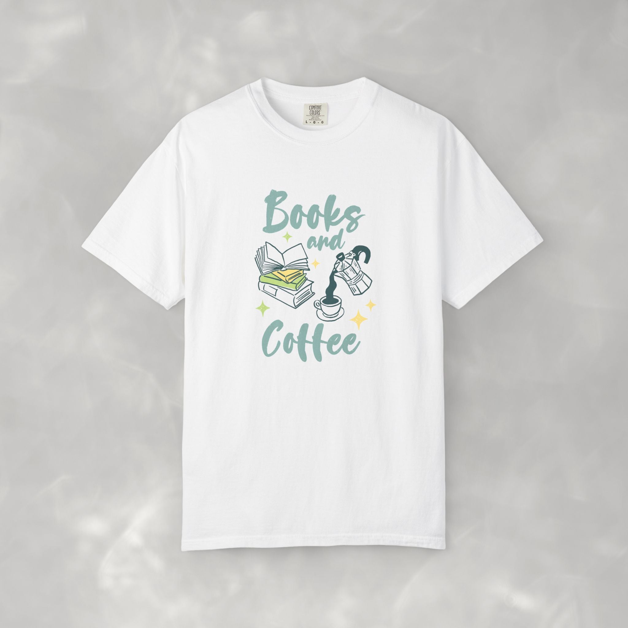 Books and Coffee, Reading, Coffee Lover Comfort Colors Tee