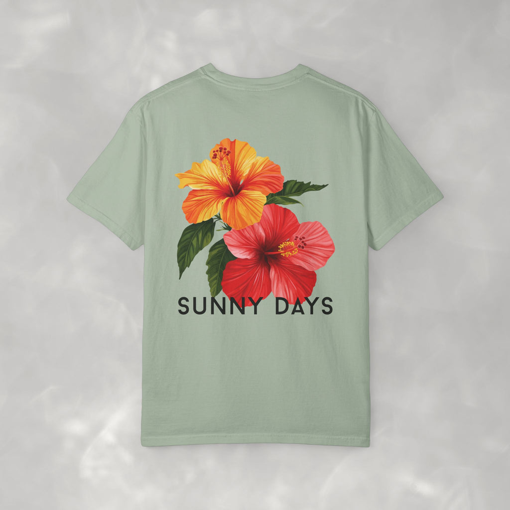 Sunny Days Hibiscus Unisex CC Tee, Summer Comfort Colors T-shirt for Men and Women