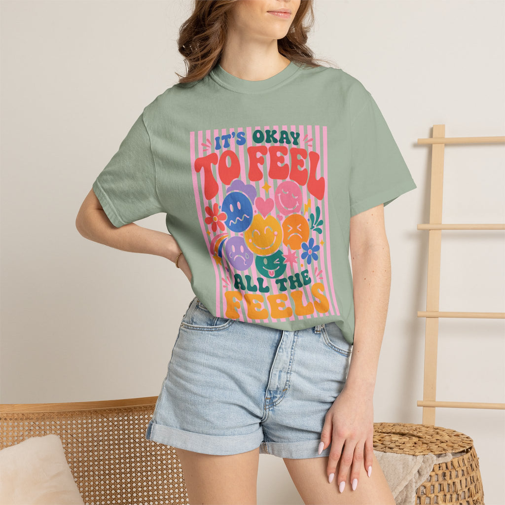 It's Okay to Feel All the Feels, Comfort Colors Tee for OT, PT, Speech, School Therapists