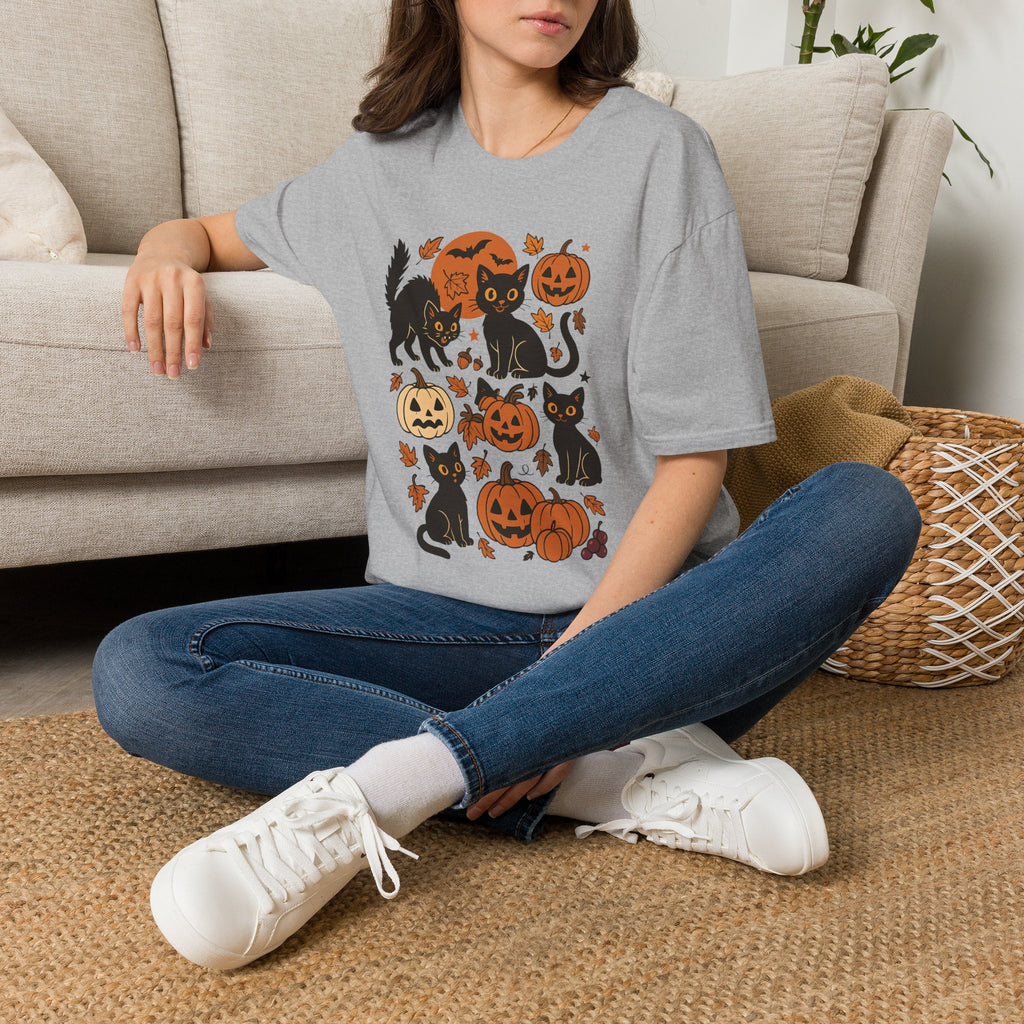 Spooky Black Cats and Jack-O-Lanterns, Gildan Unisex Softstyle T-Shirt