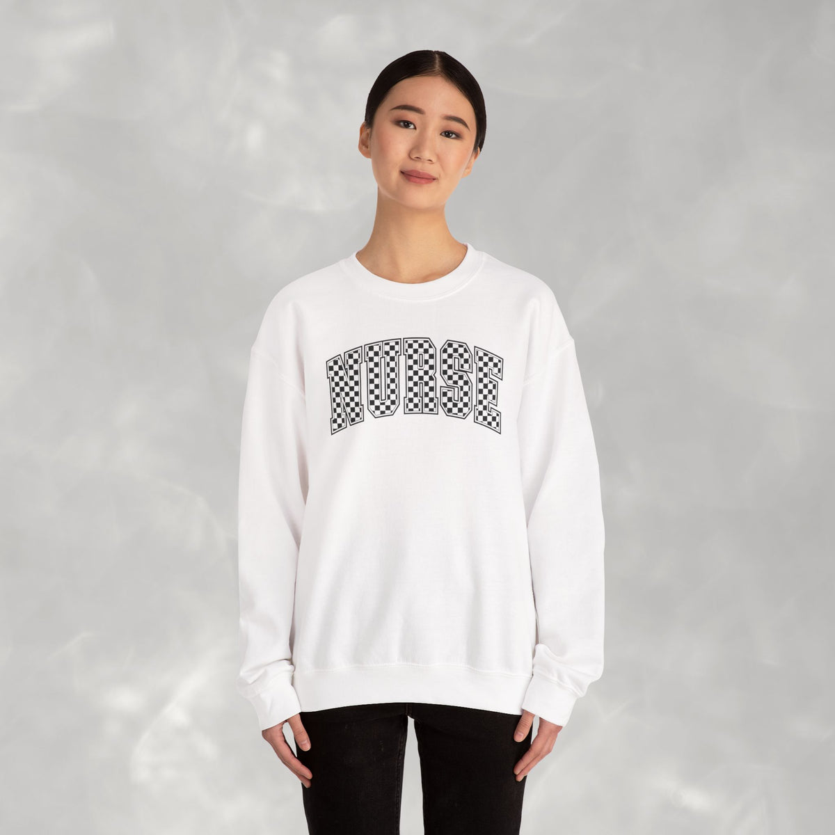 Nurse Checkered Gildan Unisex Heavy Blend™ Crewneck Sweatshirt for RN, LPN, GN, Nursing Students