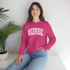 Pink Striped Varsity Nurse Gildan Unisex Heavy Blend™ Crewneck Sweatshirt for RN, LPN, GN, Student Nurse