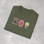 Cute Halloween Spooky Stamps with Cat, Jack-O-Lanter, Skeleton, Gildan Unisex Softstyle T-Shirt