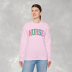 Colorful Fun Whimsical Varsity Nurse Gildan Unisex Heavy Blend™ Crewneck Sweatshirt for RN, LPN, GN, Student Nurse