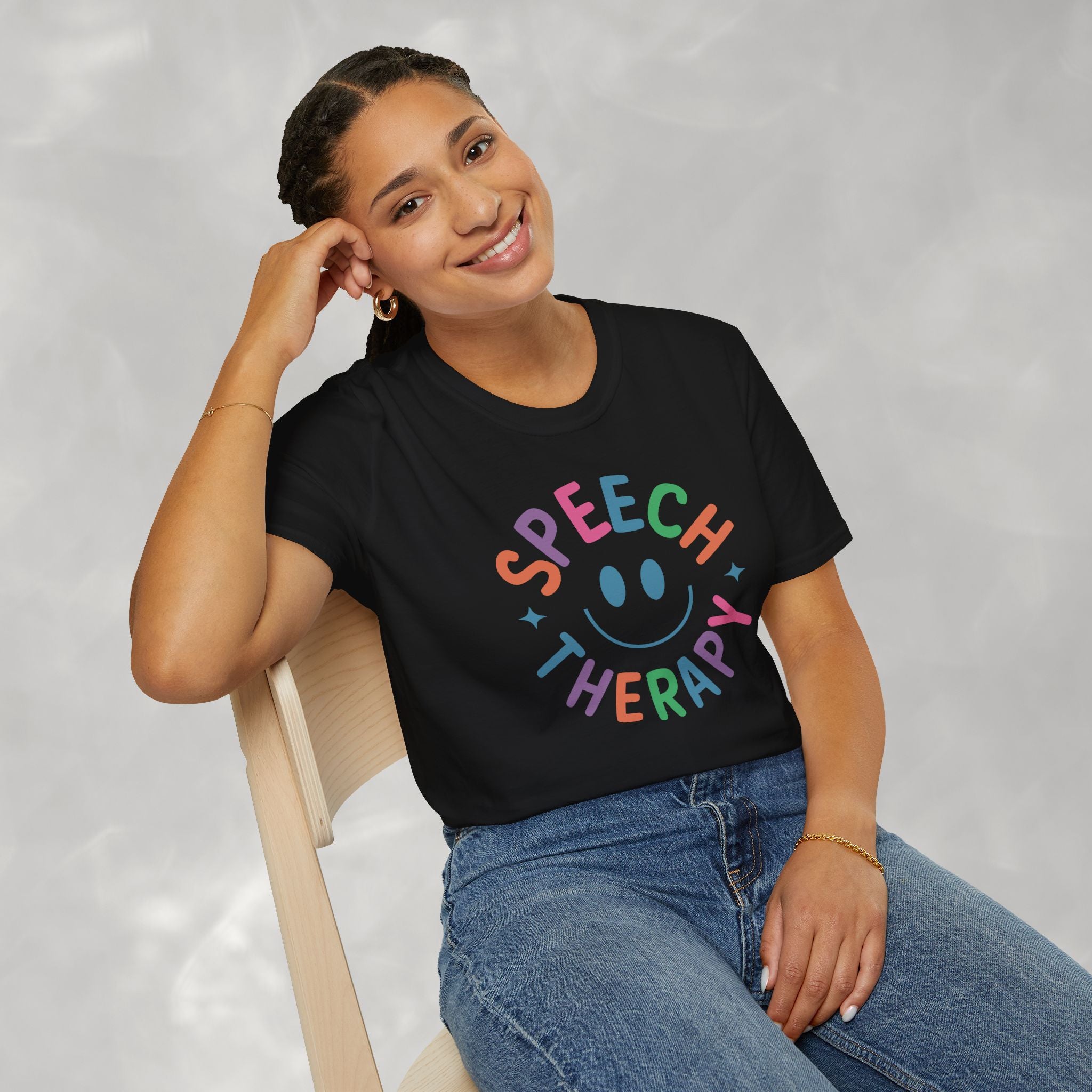 Speech Therapy, Cute Playful Smile, SLP, SLPA Gildan Unisex Softstyle T-Shirt