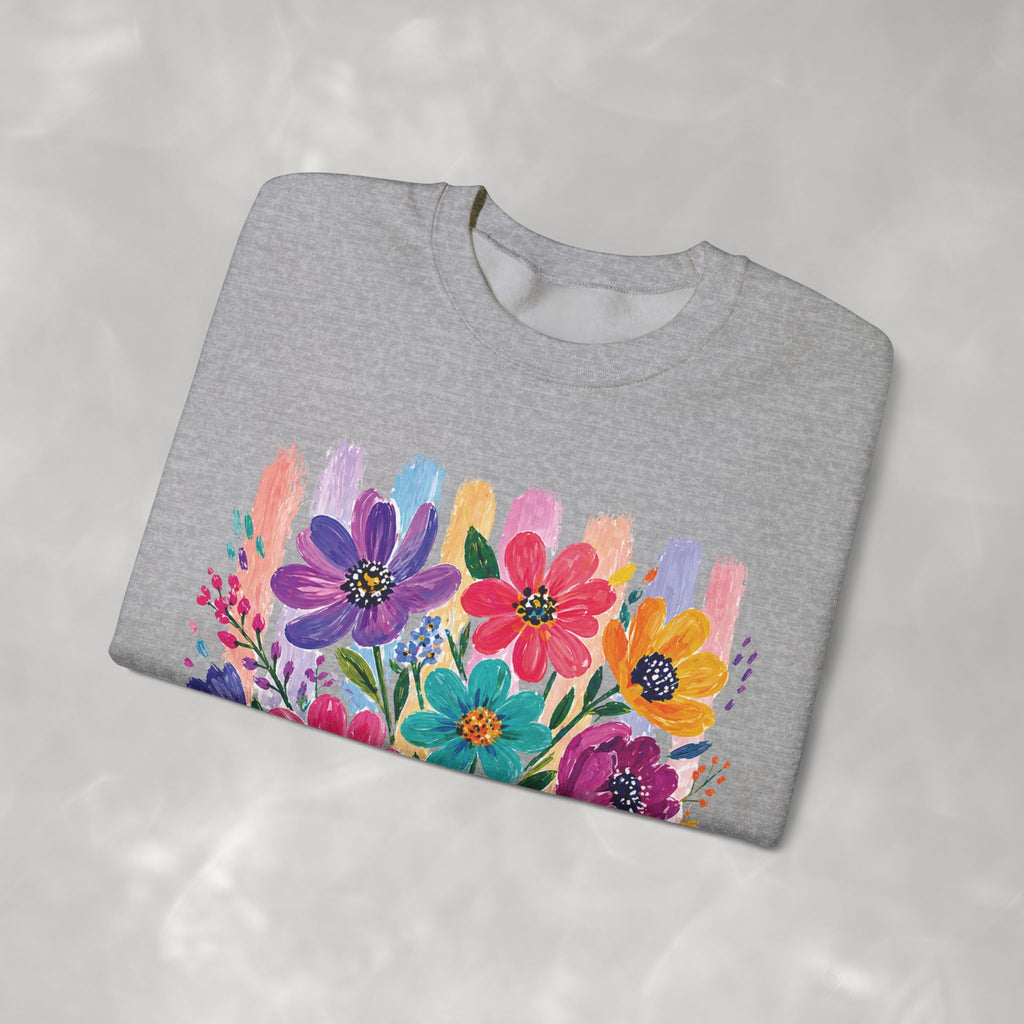 Boho Floral Striped Gildan Unisex Heavy Blend™ Crewneck Sweatshirt