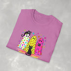 Preppy, Girly, Cute Halloween Ghosts with Cats, Gildan Unisex Softstyle T-Shirt