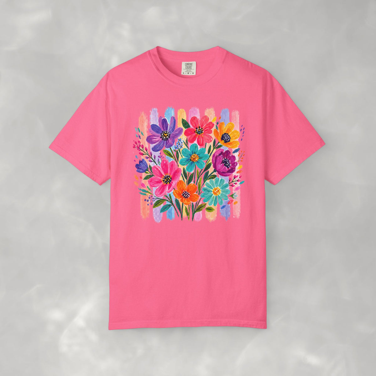 Boho Floral Stripes Comfort Colors Tee