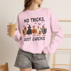 No Tricks Just Chicks, Funny Halloween Chickens in Costumes, Gildan Unisex Heavy Blend™ Crewneck Sweatshirt
