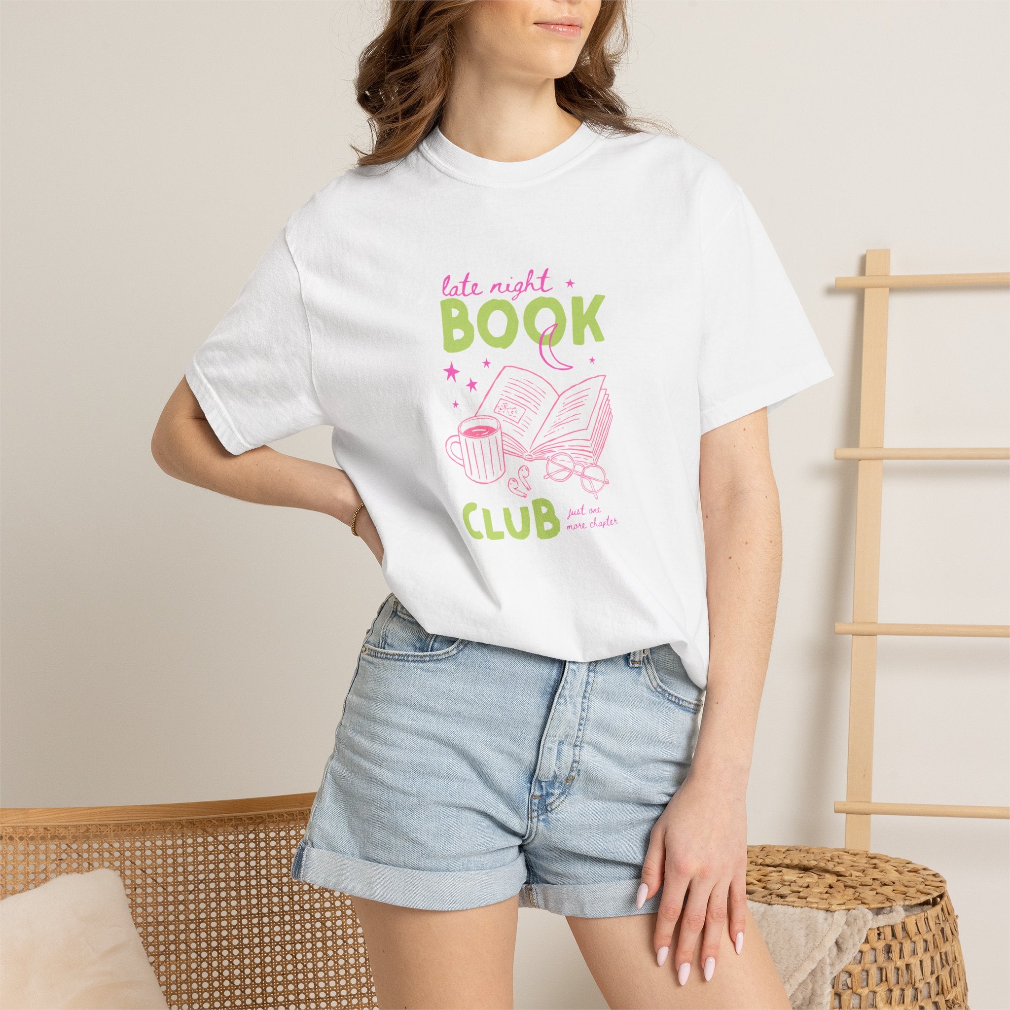 Late Night Book Club, Comfort Colors Book Lover, Reader Tee for Women,