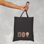 Cute Halloween Spooky Stamps with Cat, Jack-O-Lanter, Skeleton, Double-Sided Cotton Canvas Tote Bag