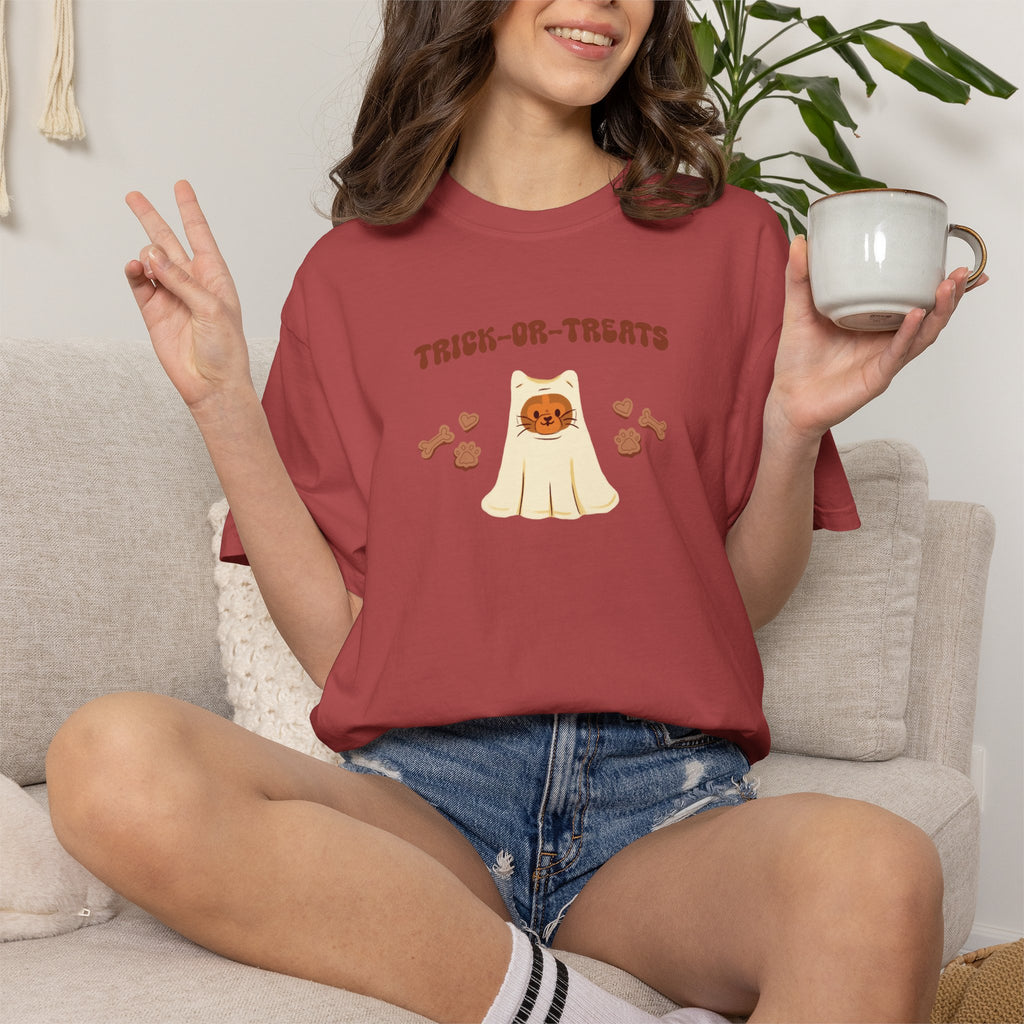 Trick-or-Treats Cute Funny Halloween Cat Lover Comfort Colors Garment-Dyed T-shirt
