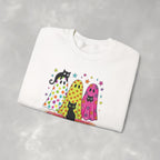 Preppy, Girly, Cute Halloween Ghosts with Cats, Gildan Unisex Heavy Blend™ Crewneck Sweatshirt