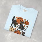 Spooky Black Cats and Jack-O-Lanterns, Unisex Comfort Colors Tee