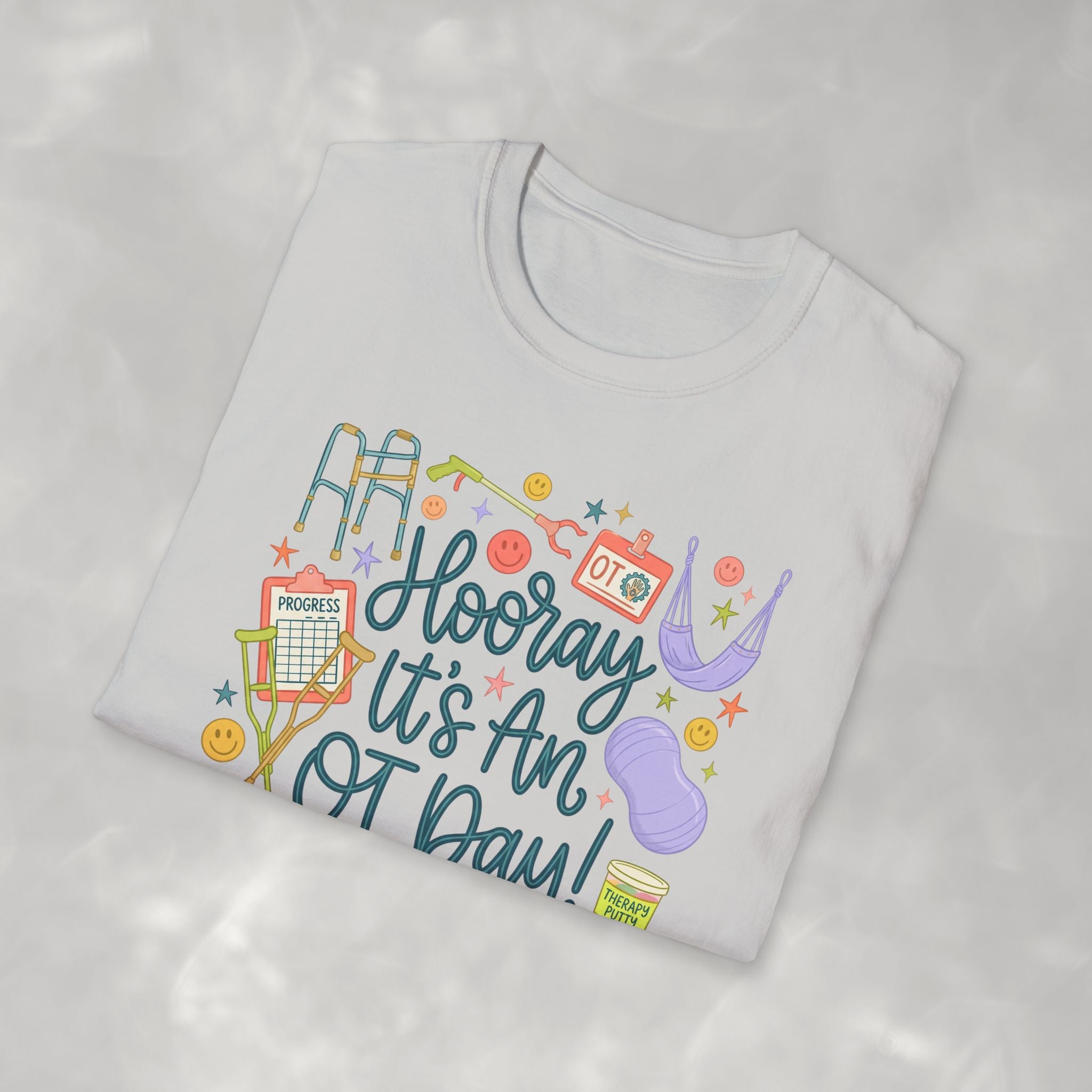Hooray It's an OT Day, Cute, Playful, Pediatric Occupational Therapy, OTR, COTA Gildan Unisex Softstyle T-Shirt