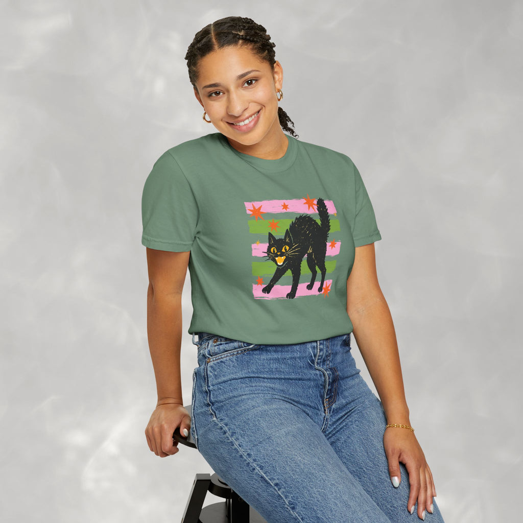 Spooky, Cute Black Cat, Halloween Comfort Colors Tee Unisex
