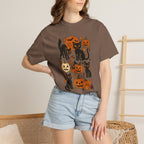 Spooky Black Cats and Jack-O-Lanterns, Unisex Comfort Colors Tee