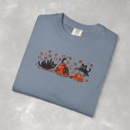 Cute Black Cats Playing in Autumn Leaves Comfort Colors Tee