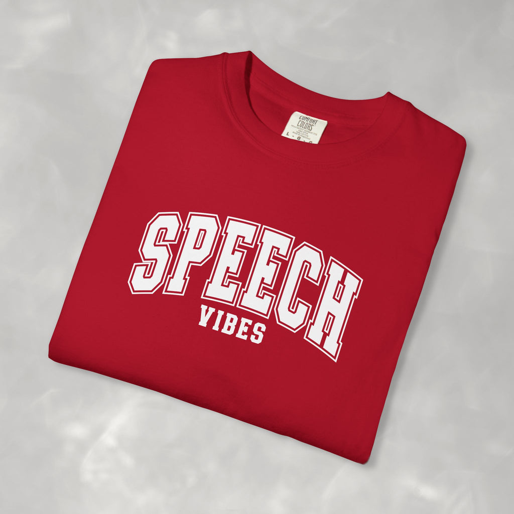 Speech Vibes, Unisex Comfort Colors Tee for SLP, SLPA, Speech Therapy