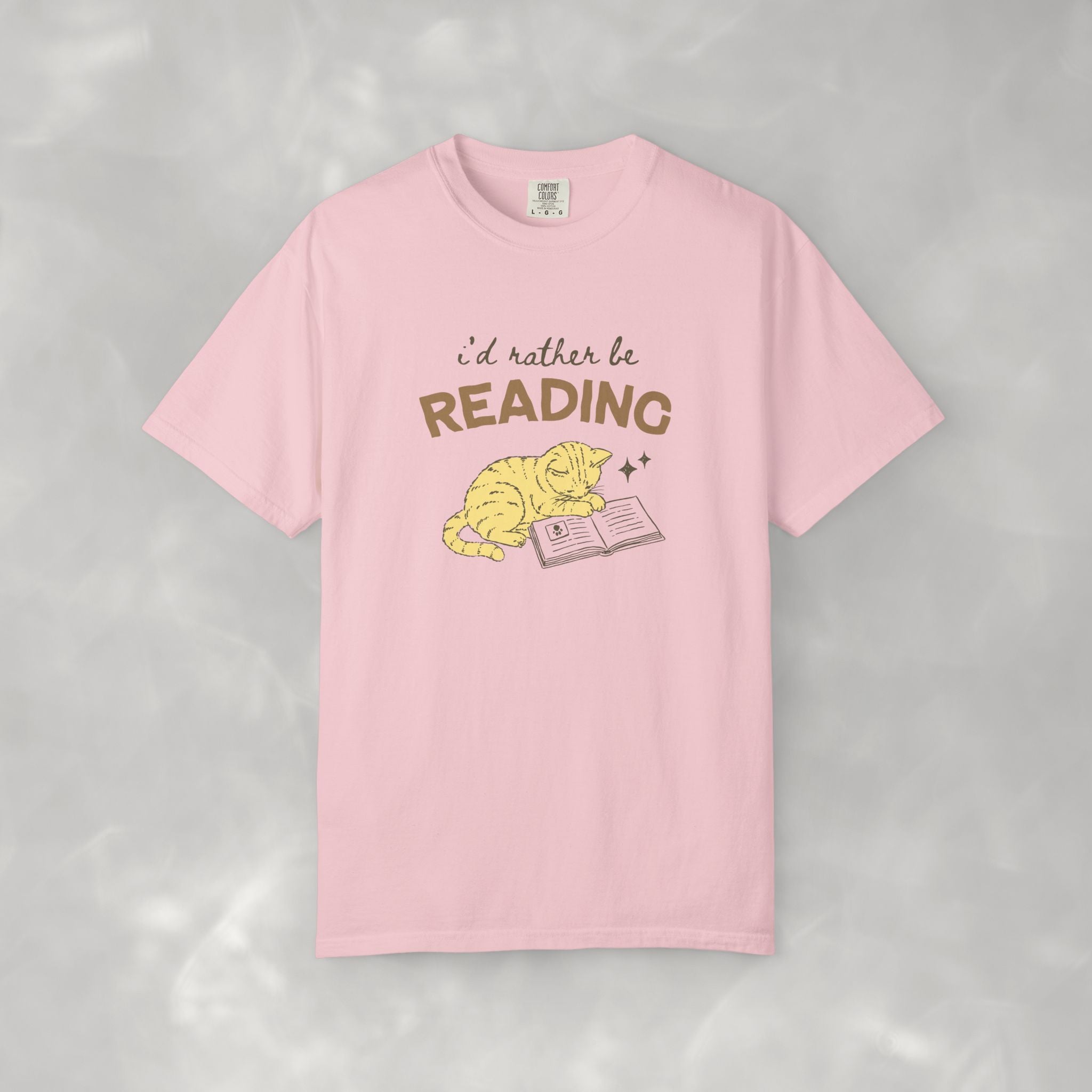 I'd Rather Be Reading, Cat Book Lover Comfort Colors Tee