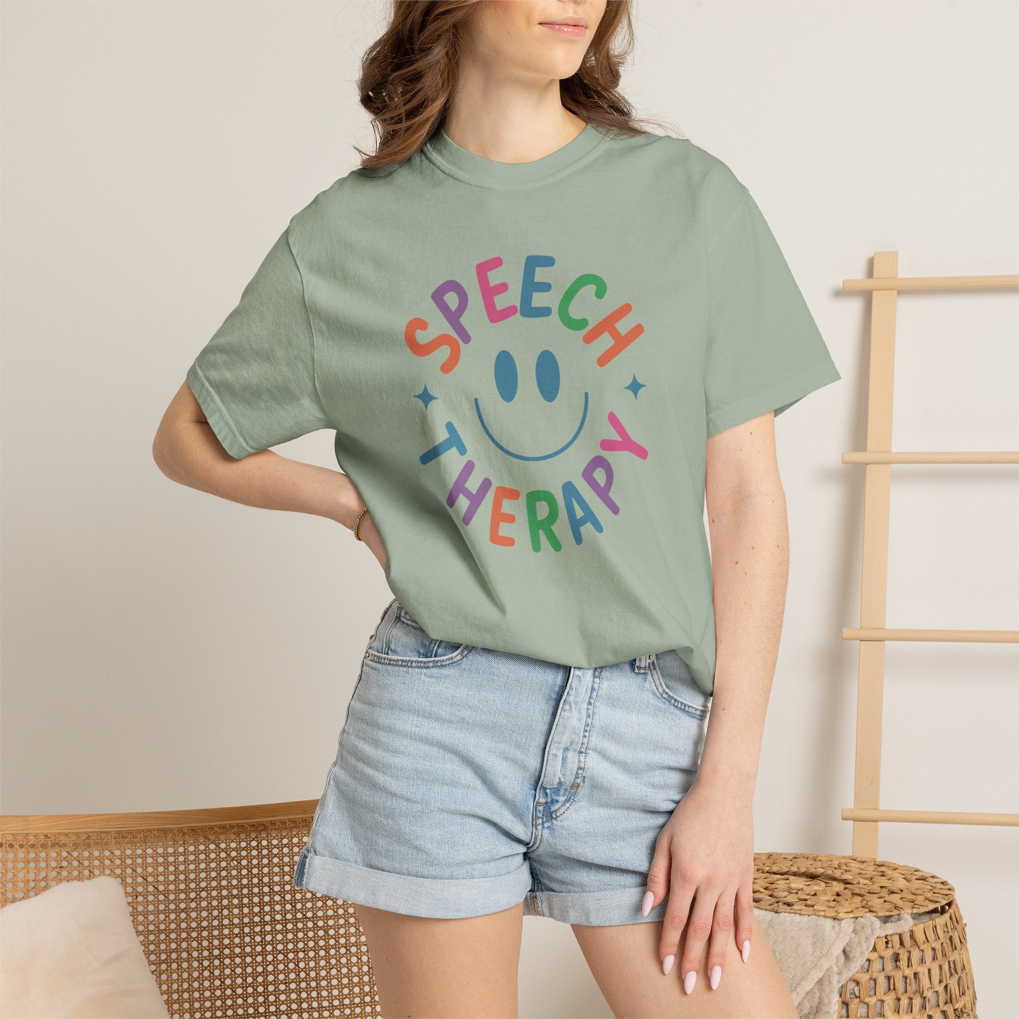 Speech Therapy, Cute Playful Smile, SLP, SLPA Comfort Colors Tee