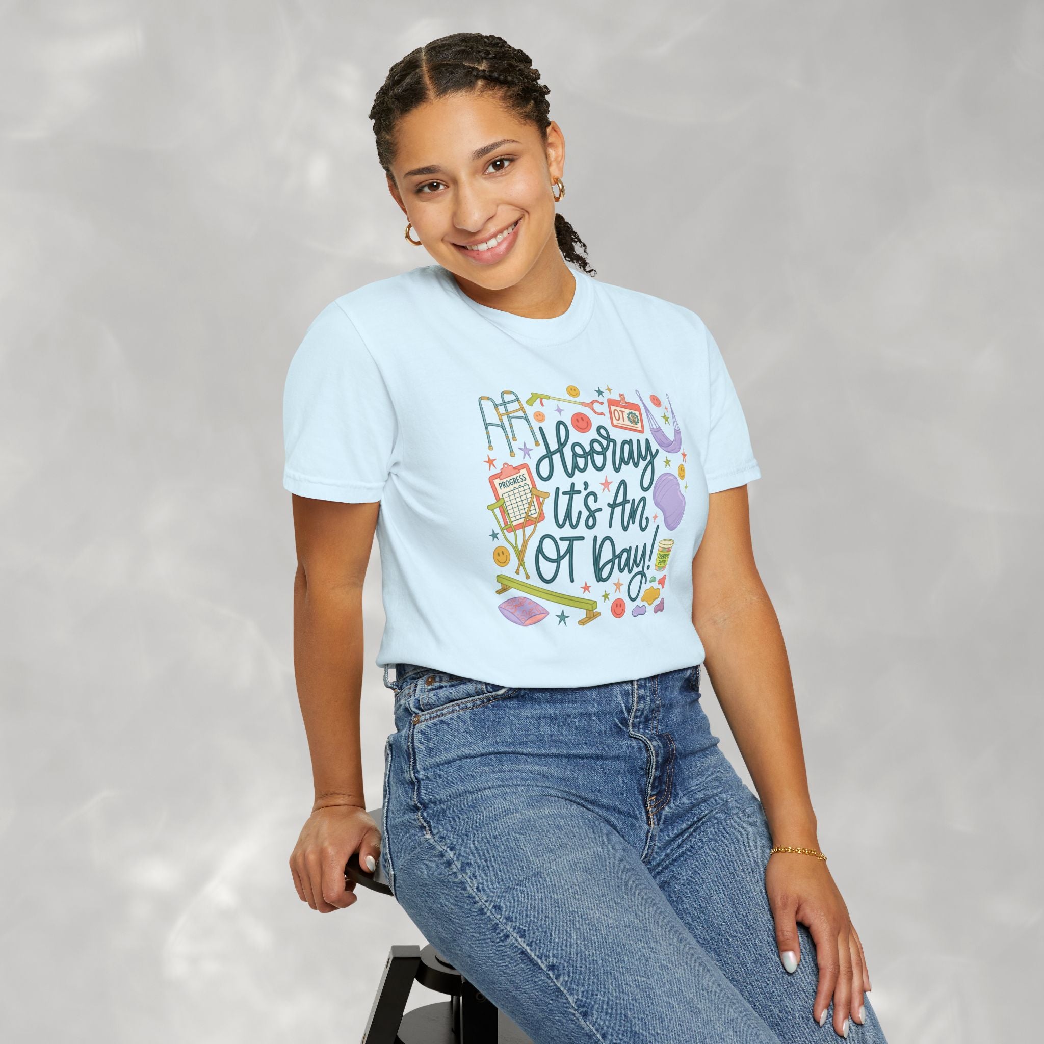 Hooray It's an OT Day, Cute, Playful, Pediatric Occupational Therapy, OTR, COTA Comfort Colors Tee