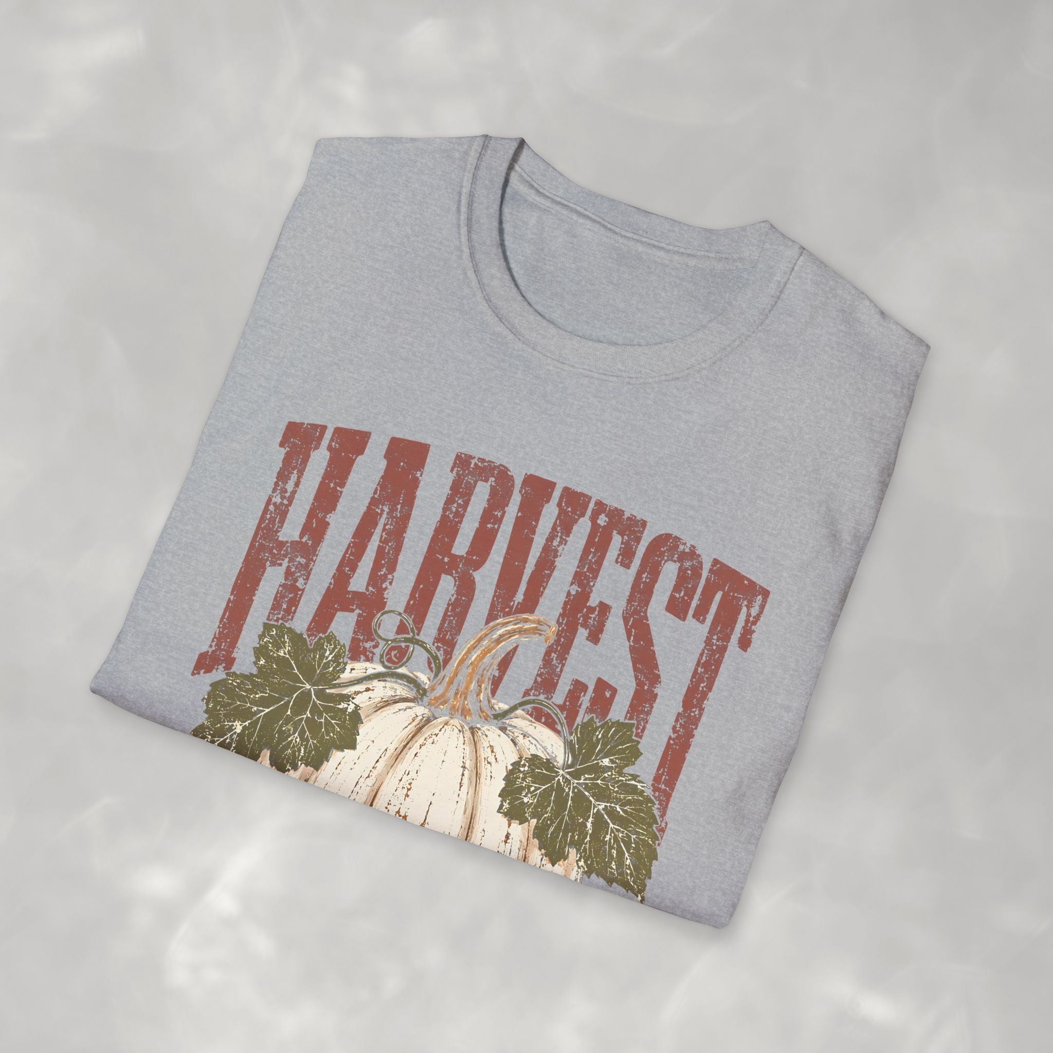 Autumn Harvest, White Pumpkin Retro Gildan Unisex Softstyle T-Shirt