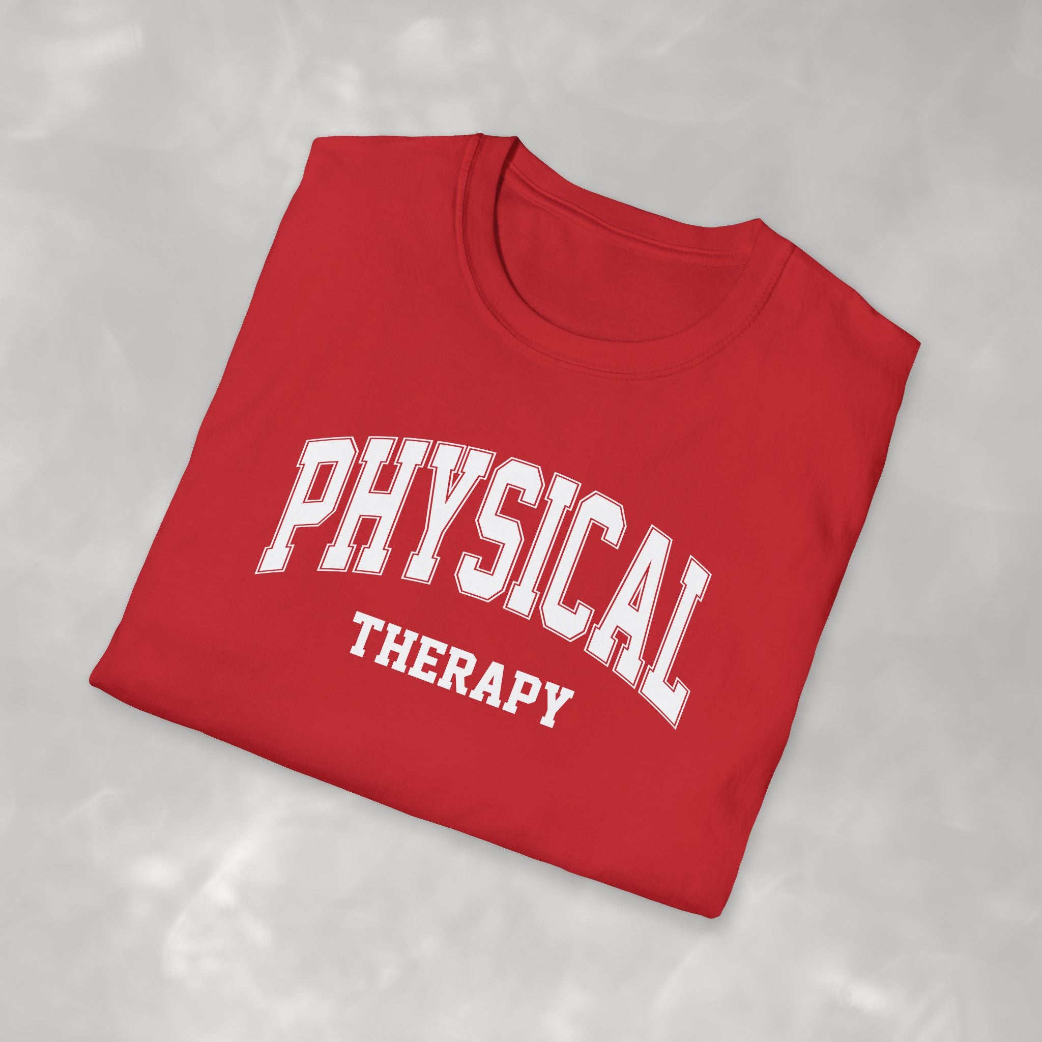 Physical Therapy, Therapist Varsity Style Gildan Unisex Softstyle T-Shirt