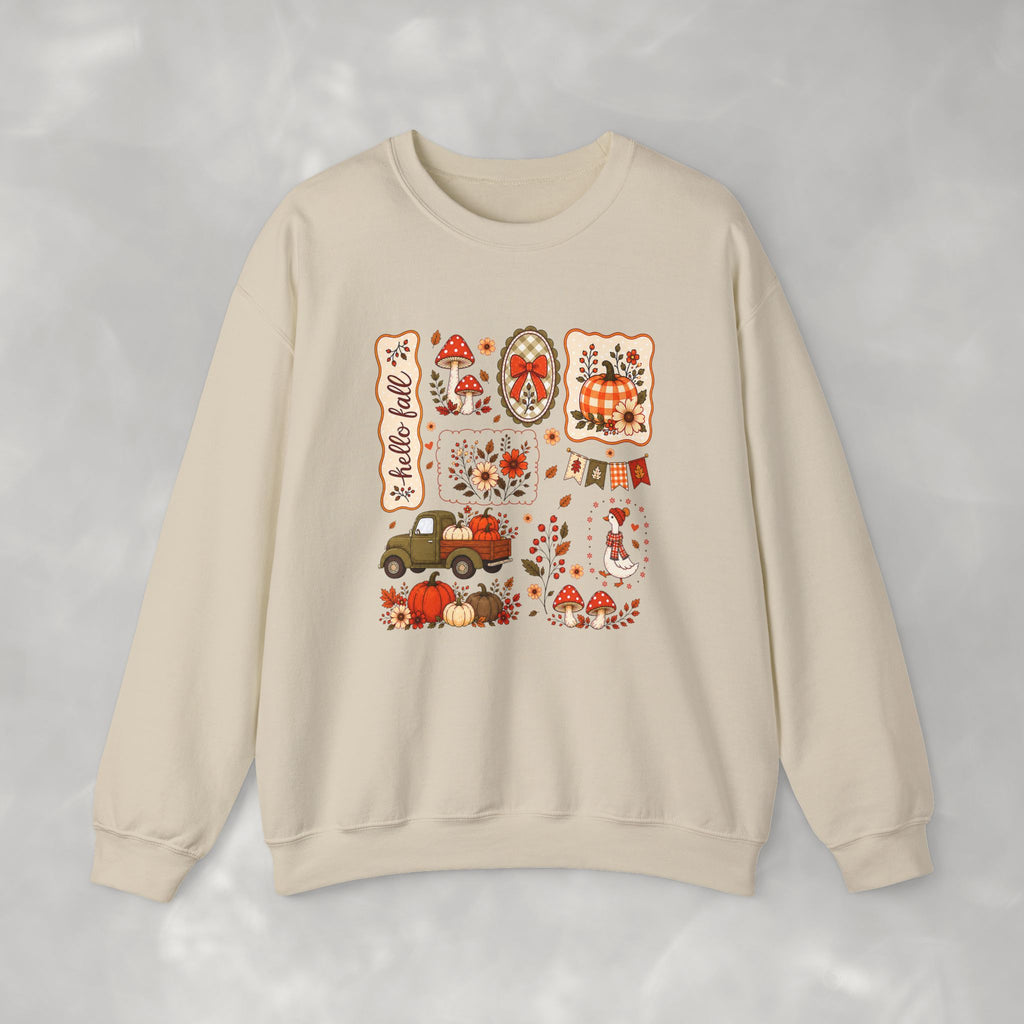 Hello Fall, Cute Autumn Collage, Gildan Unisex Heavy Blend™ Crewneck Sweatshirt