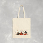 Cute Black Cats Playing in Autumn Leaves Double-Sided Cotton Canvas Tote Bag