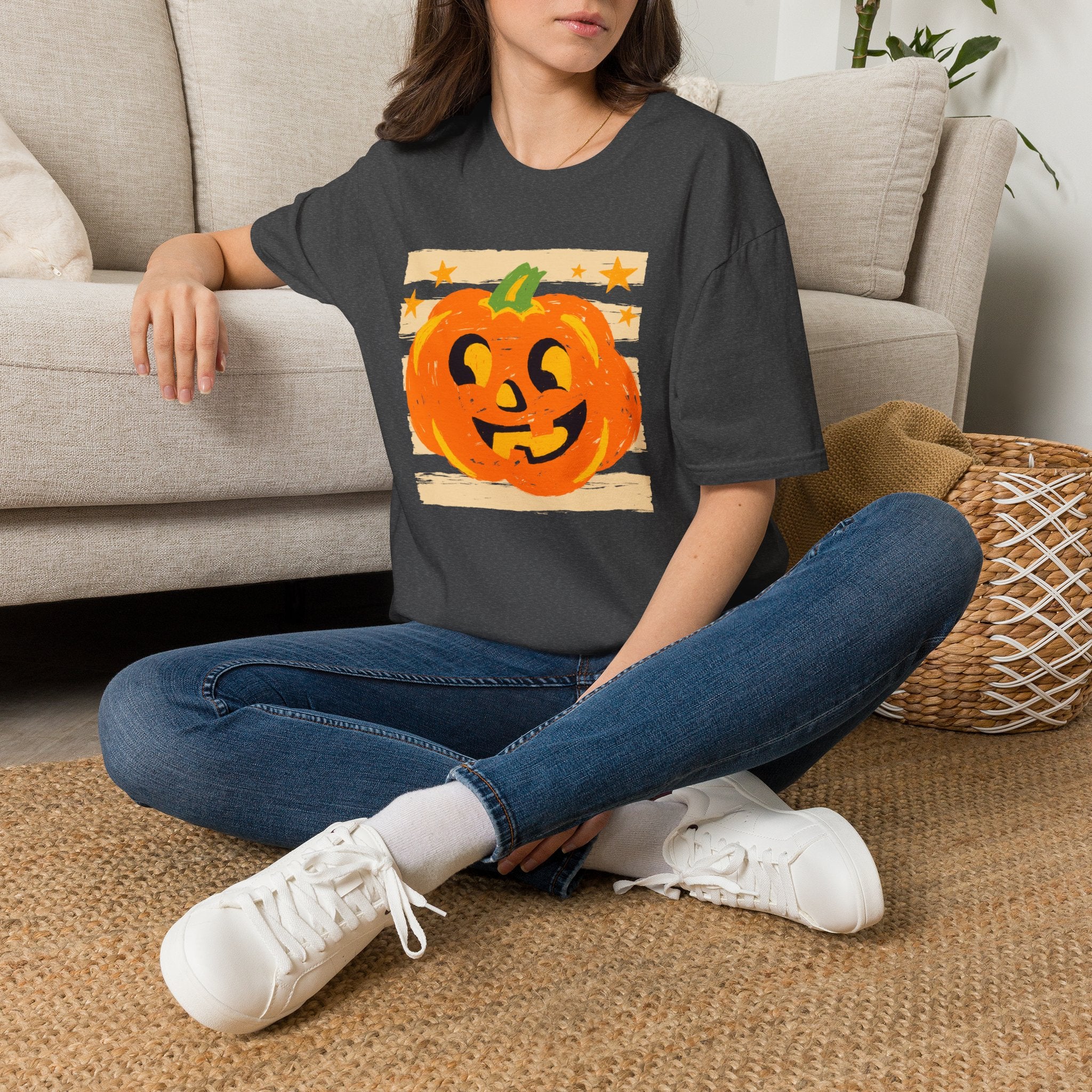 Happy Jack-O-Lantern, Striped Halloween Gildan Unisex Softstyle T-Shirt