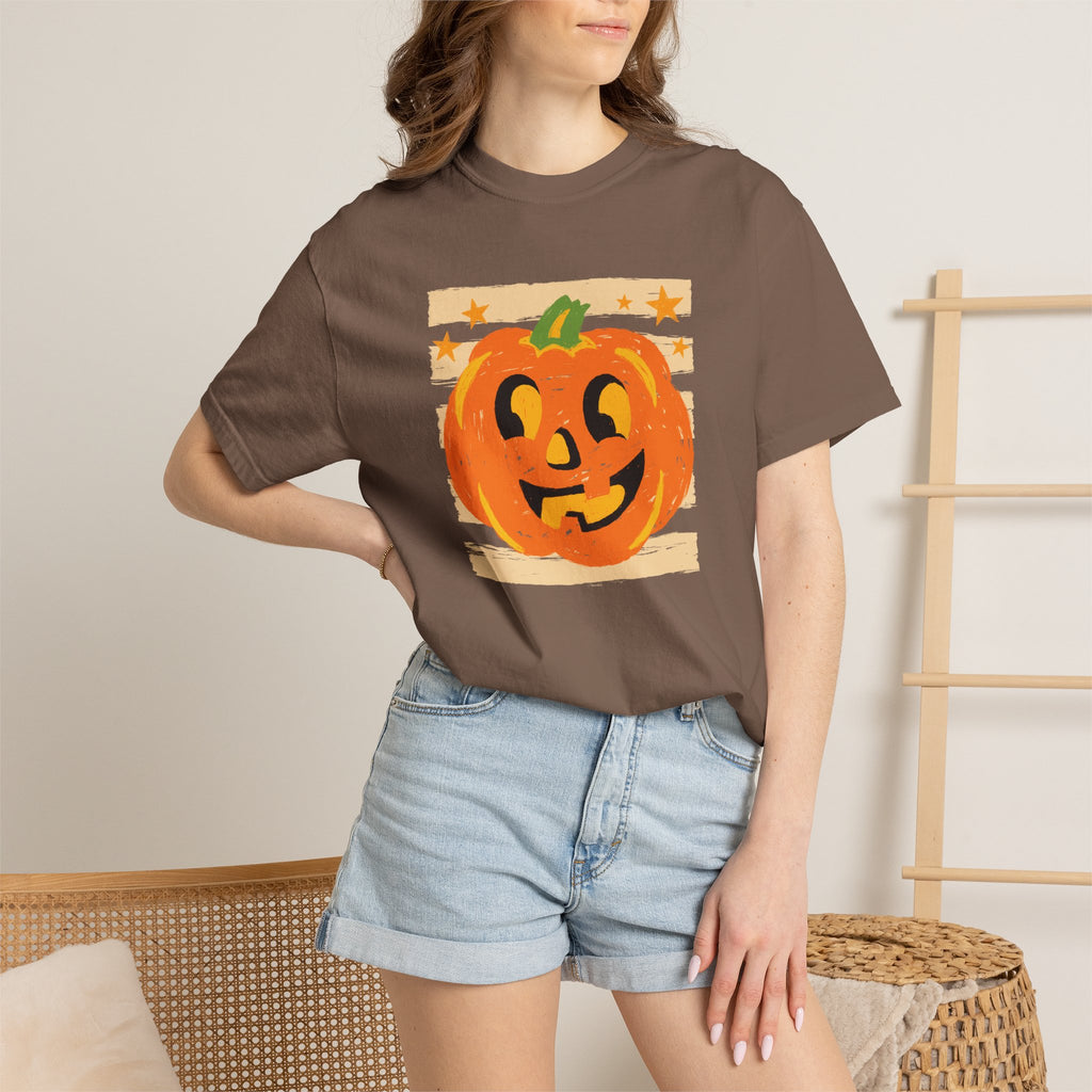 Happy Jack-O-Lantern, Striped Halloween Comfort Colors Unisex Garment-Dyed T-shirt