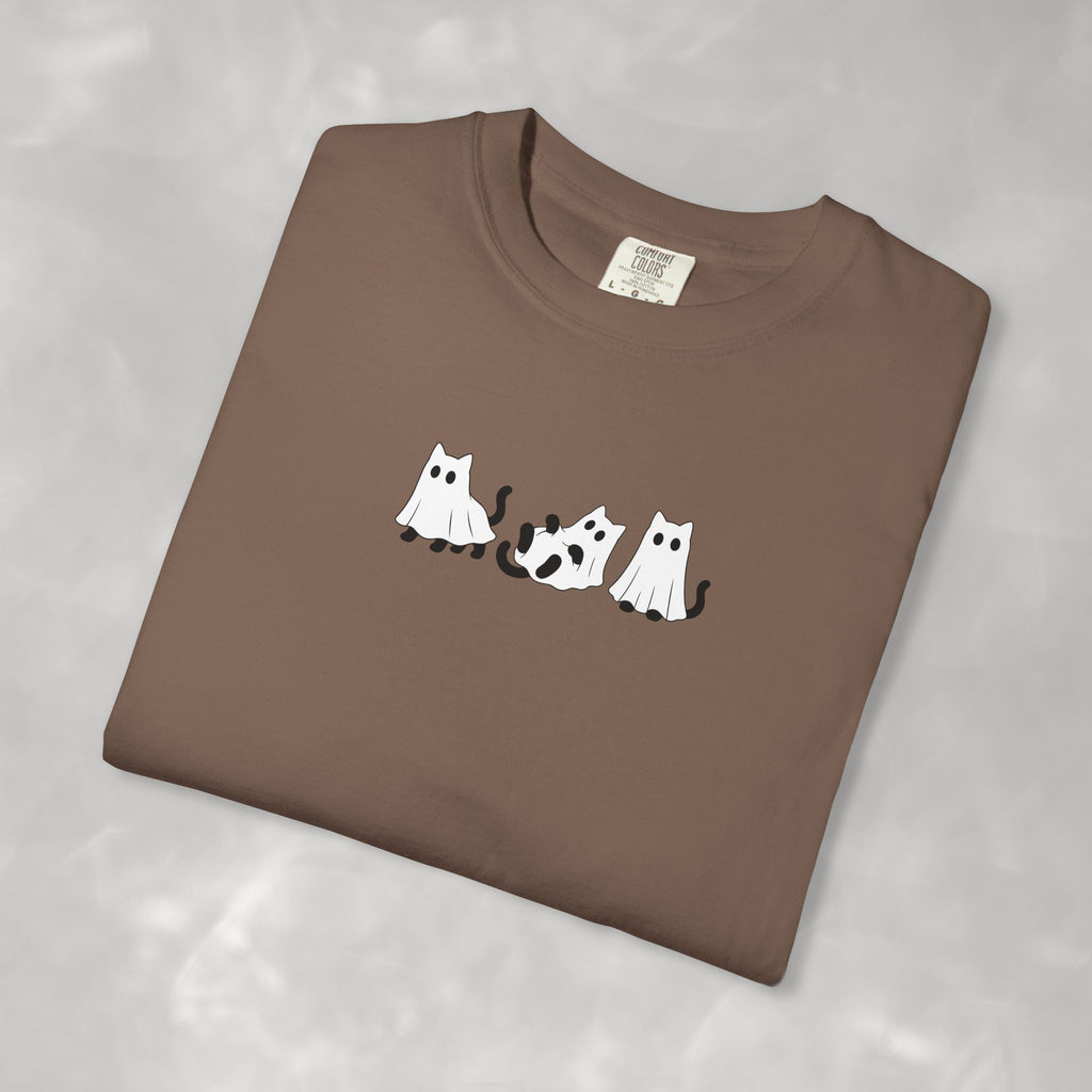 Cute Black Cat Ghosts, Haunted Kitties Halloween Comfort Colors Tee