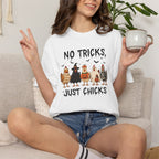 No Tricks Just Chicks, Funny Halloween Chickens in Costumes, Comfort Colors Tee