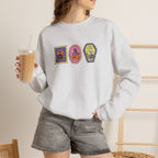 Cute Halloween Spooky Stamps with Cat, Jack-O-Lanter, Skeleton, Gildan Unisex Heavy Blend™ Crewneck Sweatshirt