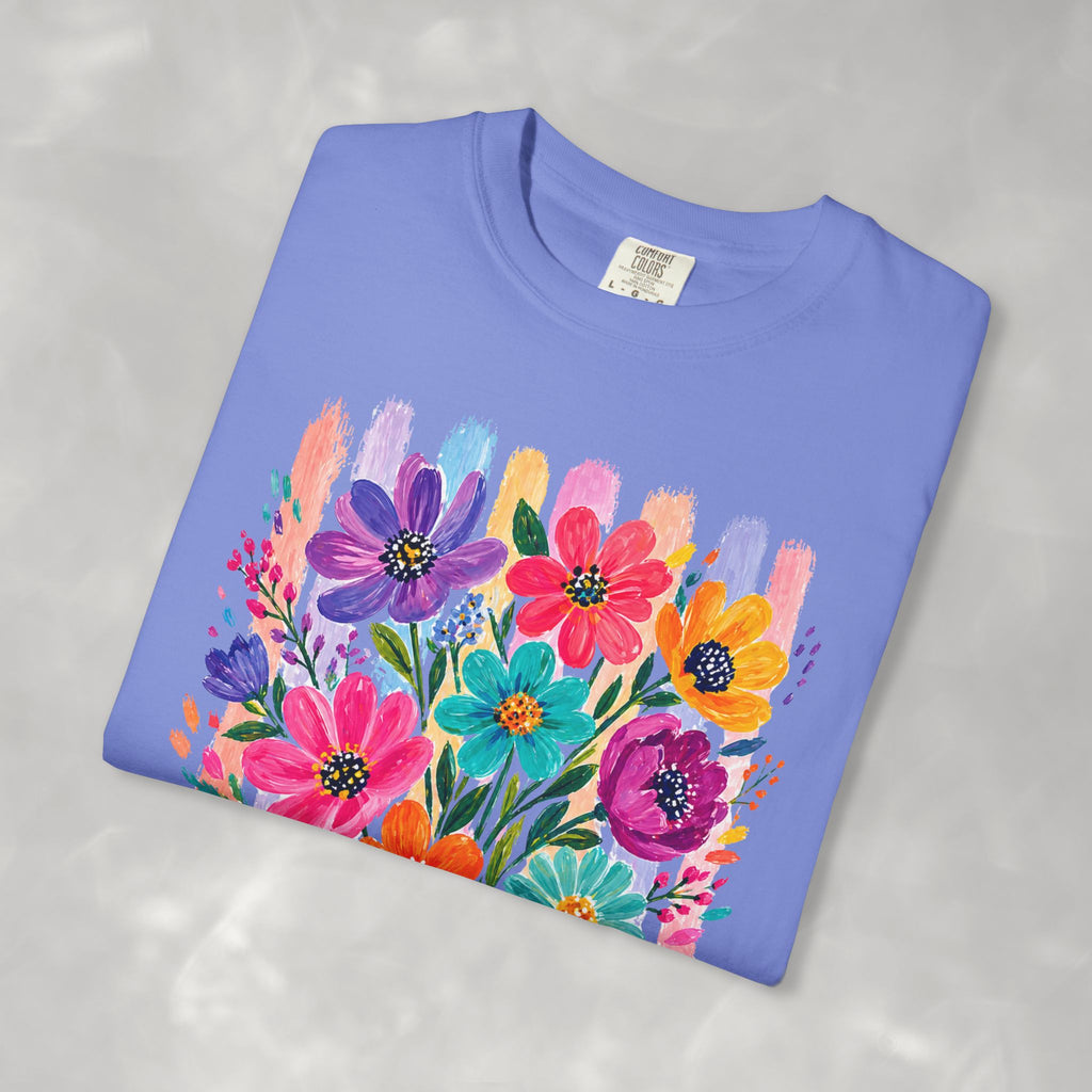 Boho Floral Stripes Comfort Colors Tee
