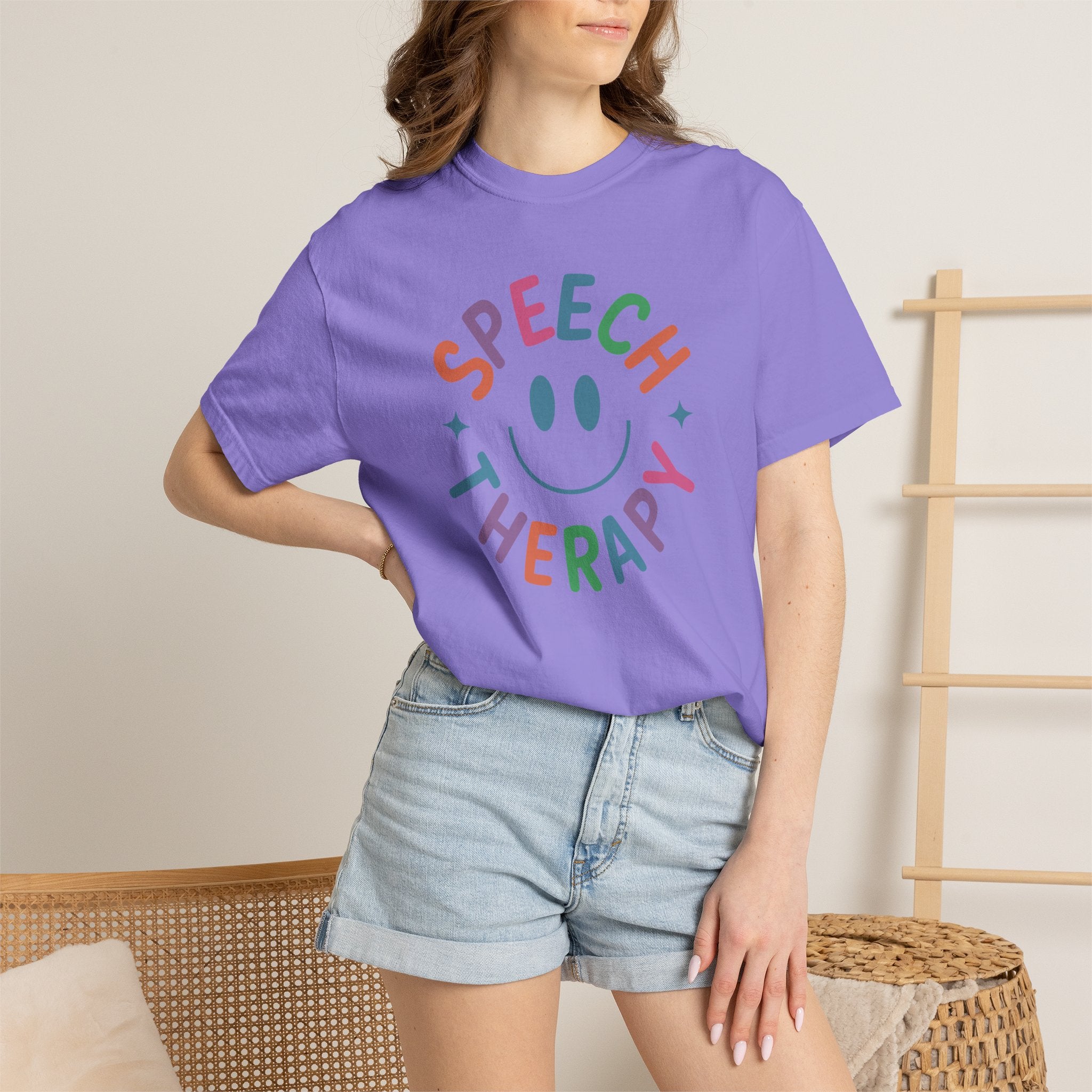 Speech Therapy, Cute Playful Smile, SLP, SLPA Comfort Colors Tee