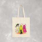 Preppy, Girly, Cute Halloween Ghosts with Cats, Double-Sided Cotton Canvas Tote Bag