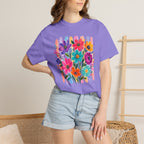 Boho Floral Stripes Comfort Colors Tee
